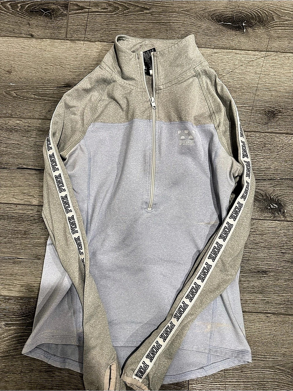 PINK Ultimate Quarter-Zip Pullover Gray Size Small